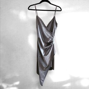 Satin Asymmetrical Mini Dress
